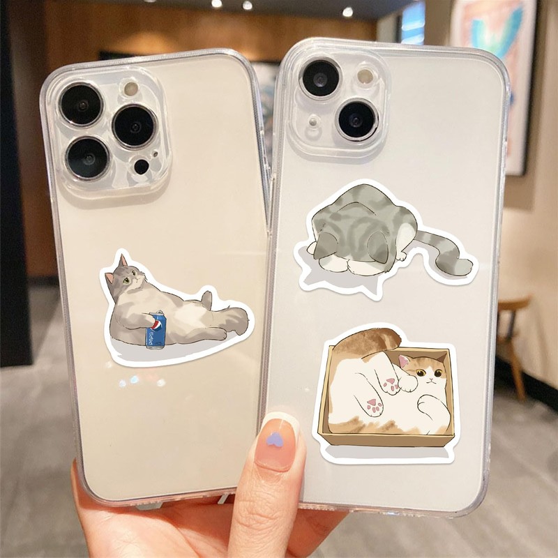 50 Pcs Cute Cat Stickers Set – Adorable Cat Illustrations