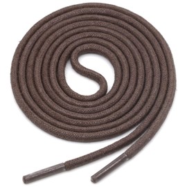 YJRVFINE Premium Quality 1/6" Thick Waxed Round Shoelaces Shoes Boots Laces Dark Brown 2 Pair-Length:47.24"