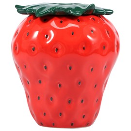 Strawberry Vase Vintage Inspired Strawberry Ceramic Pot with Lids Decorative Strawberry Shaped Planter Unique Strawberry Ceramic Flower Vase for Home Office Kitchen Decor Flower Arrangement (Red)