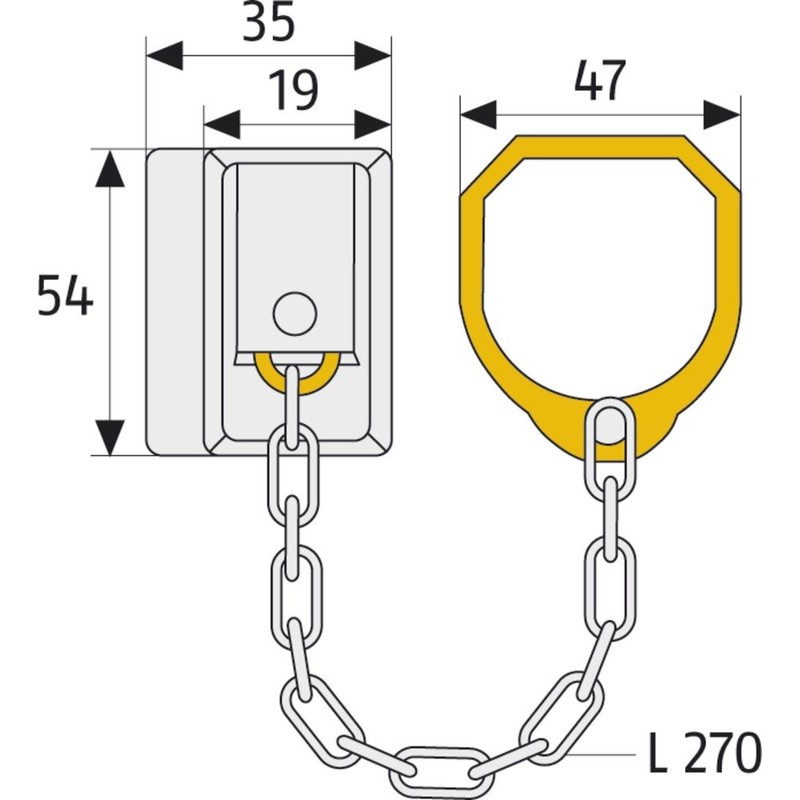 ABUS 215407 Lockable Door Handle Chain Type SK89 Silver