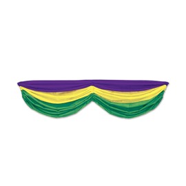 Mardi Gras Fabric Bunting (golden-yellow, green, purple) Party Accessory (1 count) (1/Pkg)