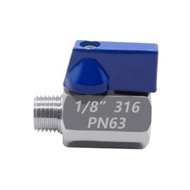 Beduan 1/8" Mini Ball Valve, 316 Stainless Steel Female x Male NPT Thread Shut-Off Valve(Pack of 1)