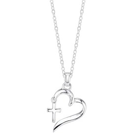 Amy & Annette Women's Faith Hope Love Heart with Cross Necklace