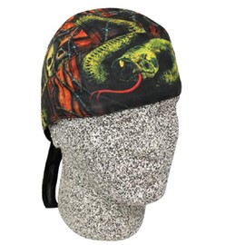 Platinum Biker Doo Rag Headwrap Green Black Snakes Barbed Wire Gothic Skulls Orange Pinstripe Sweatband