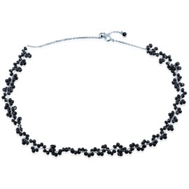 Infinite U Fashion Black Ball Beads Adjustable Necklace Choker Choker Ladies 'Necklace 925 Sterling Silver Pendant Silver