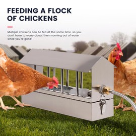 KHEARPSL Automatic Chicken Waterer Stainless Steel Chicken Water Feeder Pigeon Water Dispenser with Float Valve Automatic Filling Water Poultry Waterer Fountain for Duck Goose Pigeon Quail