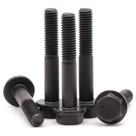 M6-1.0 x 45mm (16 Pack) Flanged Hex Head Bolts, Hexagon Flange Screws Bolts, Black Oxide Finish, 10.9 Grade Alloy Steel, Motocycle Car Bolts Replacements, Partial Thread