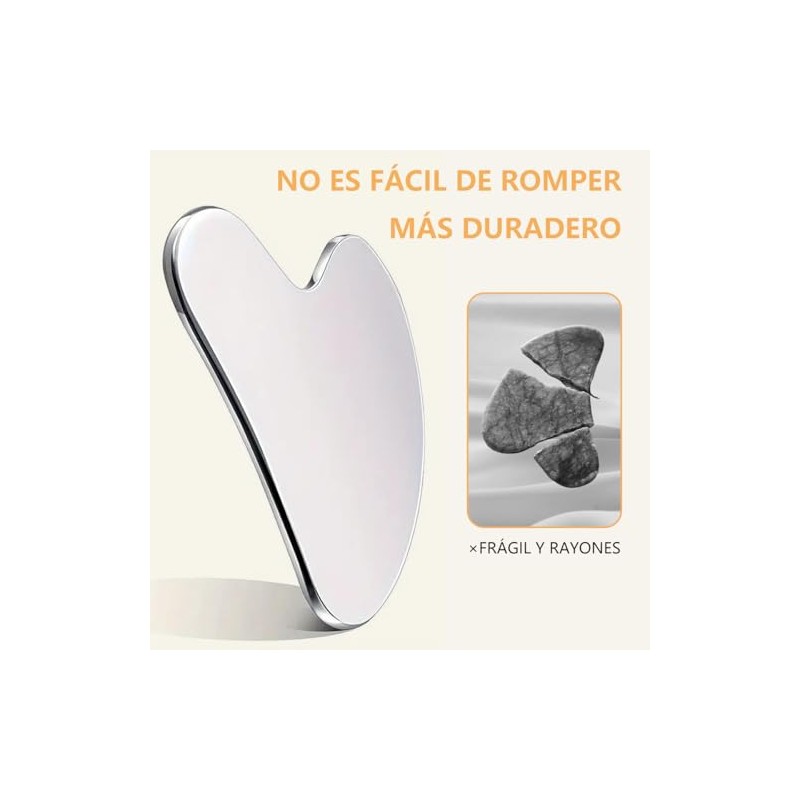 Herramienta de Gua Sha Facial de Acero Inoxidable, Herramienta Guasha