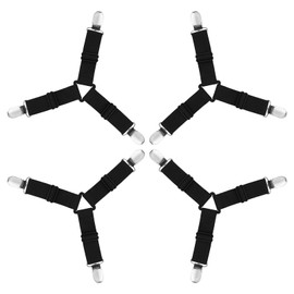 AUAUY Bed Sheet Clips, Bed Sheet Tensioners, Adjustable, Pack of 4 Elastic Tensioners for Bed Sheets, Sheet Tensioners with Metal Clips, Bed Sheet Tie Down Straps for Bed Sheet, Mattress, Ironing
