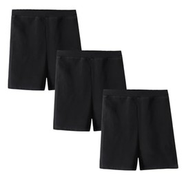 Smivibe Girls Cotton Shorts Breathable Kids Cycling Short Leggings PE Dance Modesty Shorts Safety Dress Bike Pants Gymnastic Under Skirts Pack of 3 Black 12-13 Years