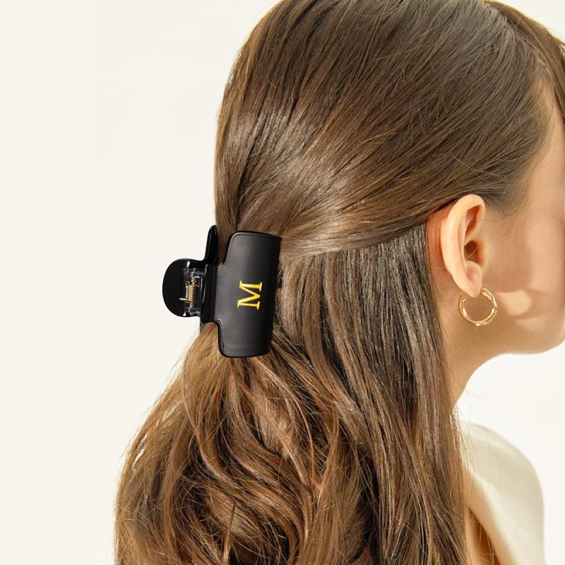 Gifts for Women Teen Girls,Small Initial Hair Clips - Black,K