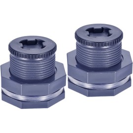 WANGCL 2 Pieces 1 Inch Internal thread PVC Bulkhead Fitting for Rain Barrels Aquariums Water Tanks and Ponds