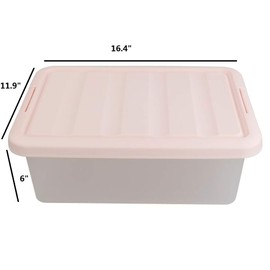 Ucake 14 Quart Plastic Storage Boxes Containers Bins with Lids, Pink, 2 Packs