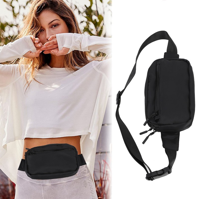 Waist Bag Double Layer Large Capacity Adjustable Strap Waterproof Nylon