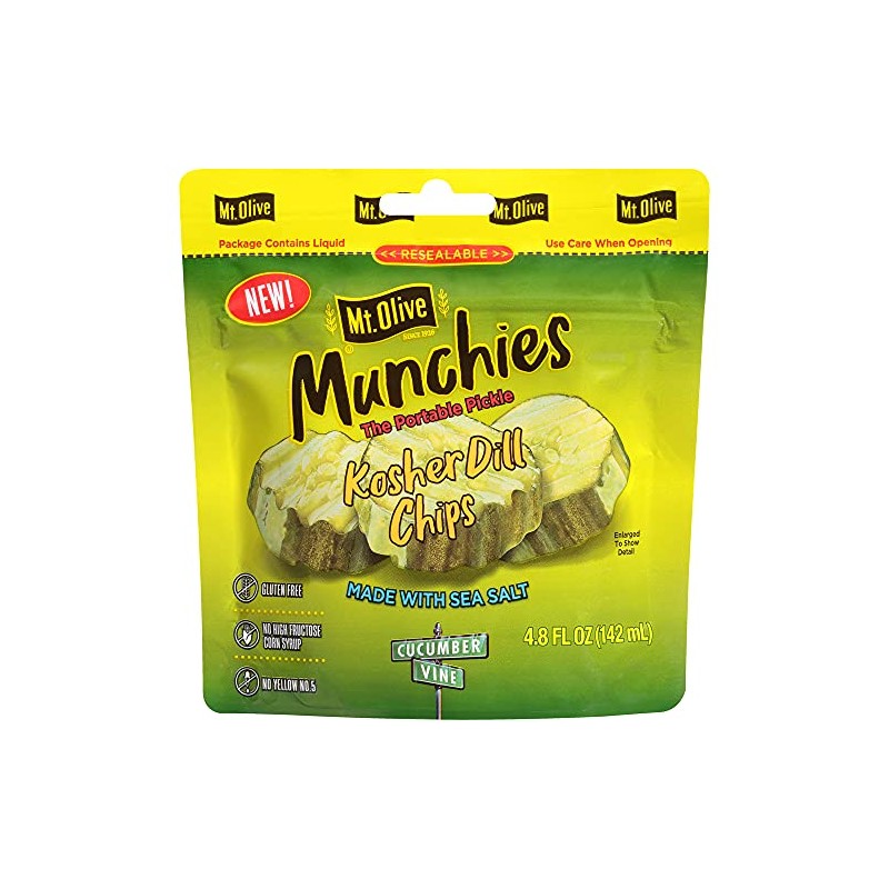 Mt. Olive Munchies Kosher Dill Chips in Pouches, 4.8 Ounce