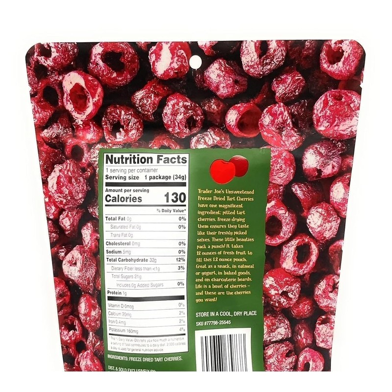 Trader Joe's - Freeze-Dried Tart Cherries Unsweetened & Unsulfured 1.2oz/34g