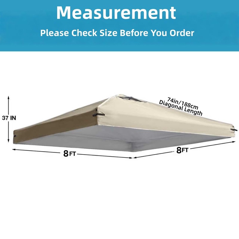 8x8 Canopy Replacement Top Cover with Air Vents for ez