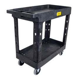 550lb Capacity Heavy Duty Plastic Utility Cart 34-1/2" L x 16-3/4" W with Handle 2 Shelves Pake Handling Tools