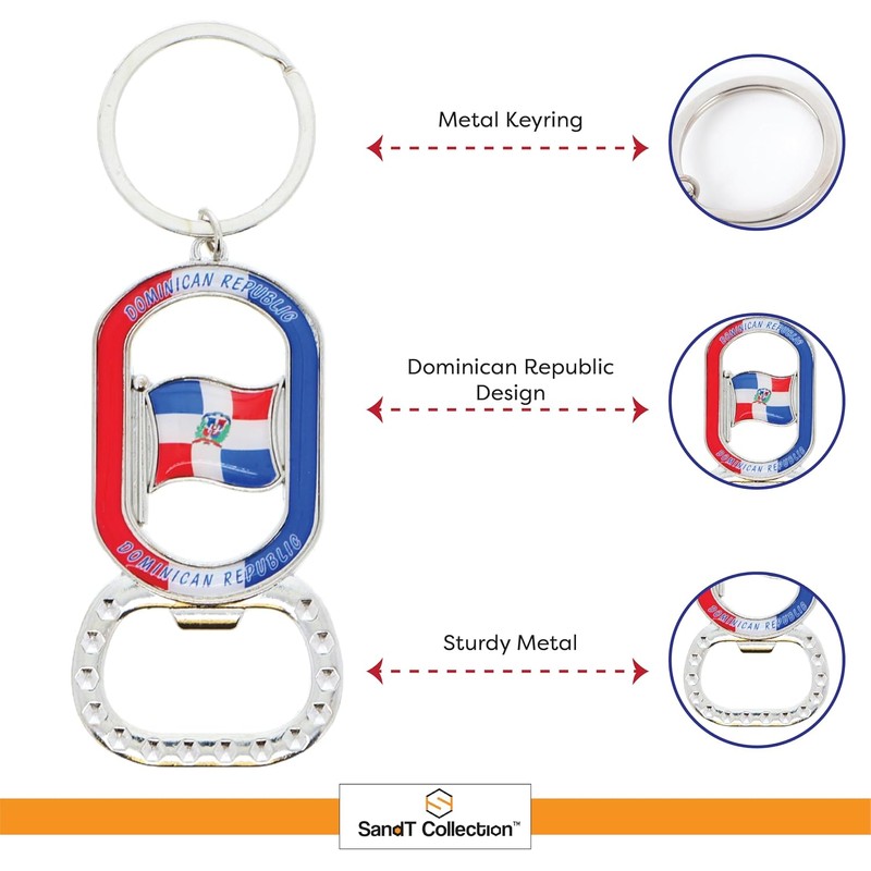 Llavero abrebotellas de cerveza de República Dominicana, forma ovalada