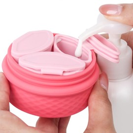 Ximimark 2pc Silicone Beauty Travel Dispenser, Portable Splitting Container For Eye Cream & Facial Oil, Emergency Medication Storage Case With 3+1 Compartments And Cream Spoon