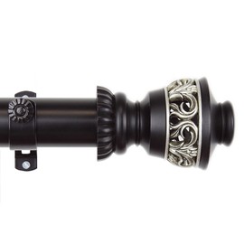 A&F Rod Decor - Filagree Curtain Rod Set 66-115 inch, 1.5" OD - Black