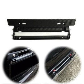 Car License Plate Frames Relocator, Carbon Fiber License Plate Frame, Rust-Proof Rattle-Proof Stainless Steel Car Tag Holder, Universal Car Accessories Rear/Front License Plate Bracket