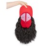 TESS Red Baseball Cap with 8'' Short Wavy Synthetic Hair