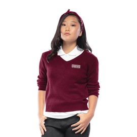 CLASSROOM Big Boys' Uniform Long Sleeve V-Neck Sweater, Burgundy, Medium