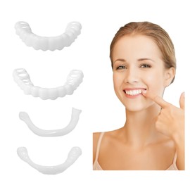 YAFIYGI 1 Pair Fake Dentures Teeth Covers for Men and Women Instant Dental Fix Easy to Use Snap-On Teeth Caps for Missing or Broken Temporary Smile Cover for Confidence and Comfort