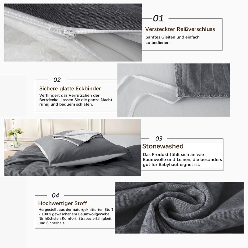 MILDLY Cushion Cover 40 x 80 cm Cotton Dark Grey