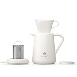 Ideus Insulated Pour Over Coffee Maker 20oz, Stainless Steel Coffee Pot Pour Over Set Camping Coffee Carafe BPA-Free with Dripper for Home, Office & Camping (White)