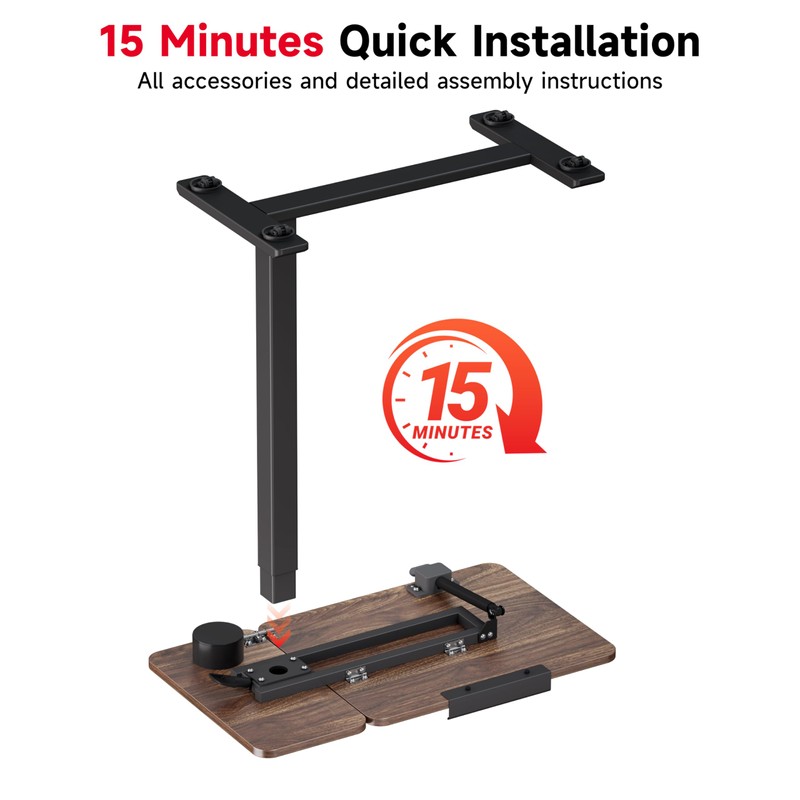 Okin Overbed Bedside Table with Wheels, Adjustable Medical Tilt Top