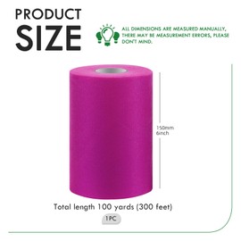 Keadic 100 Yards 6 Inches Tulle Fabric Roll, 300 feet Fabric Spool Organza Ribbon for Craft Supplies Christmas Birthday Party Wedding Decorations (Rose Red)