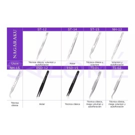 Nagaraku Pinzas Extensiones De Pestañas Nagaraku Ti-01 Mega Volumen