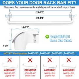 [2 PACK] UPGRADED 240535101 Refrigerator Door Rack Compatible with Frigidaire Kenmore Door Shelf Replacement, Refrigerator Shelves Retainer Bar AP3214801, AH735091, FFTR1513LW0, FRT15HB3JW3 Door Rack