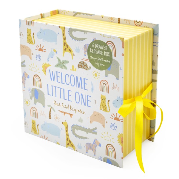 Lullaby Animals Baby Keepsake Box – 6 Drawer Memory Box