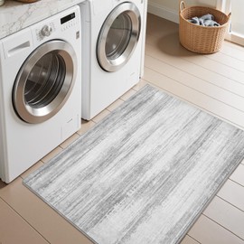 tchdio Abstract Area Rugs for Entryway - 2x3 Washable Rugs Non Slip, Small Modern Abstract Carpet Ultra Soft Doormat, Low Pile Rugs for Entrance Indoor Front Door Mat Grey