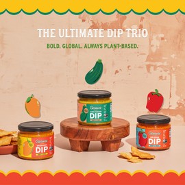 Growee Vegan Chip Dip & Queso Trio – Dairy-Free Mayo & Salad Dressing Substitute – Gluten-Free, Nut-Free Plant-Based Spread – 3 Flavors - Spiced Mango, Red Pepper & Curry Zucchini