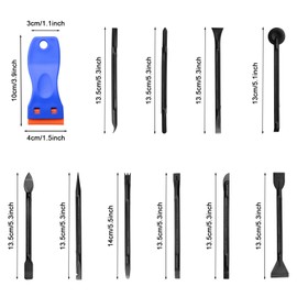 JJZGPP Pack of 10 Scratch Resistant Cleaning Scraper Plastic Carbon Fiber Scraper with Scraper Plastic for Removing Labels Oil Stains Black