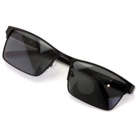 V.W.E. Men Premium Rectangle Metal with Plastic Temple Extra Large Reader - 152mm Wide Frame Reading Glasses (Black Sunglasses, 1.25, multiplier_x)