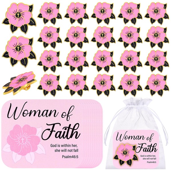 GANGBARU 25 Sets Woman of Faith Pins with Cards Bulk