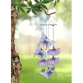 Sunset Vista Designs 93719 - Carillón de viento pintado a mano, diseño de mariposa