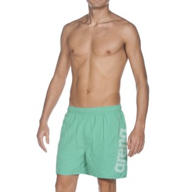 Arena Fundamentals Men's Boxer Bathing Shorts with Logo, Men, 1B344, Bali Green/White, XL