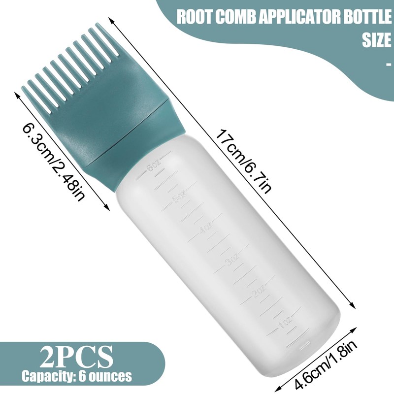 Pimoys Hair Oil Applicator Bottle 6 Ounce, 2 Pack Root