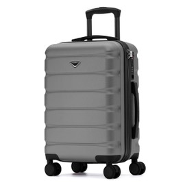 Flight Knight Carry On Suitcase 22x14x9 Hardside Built In TSA Lock & USB Port Lightweight Luggage Silent Double Spinner Wheels Maximum Overhead Carry-On Bag For American & United Approved Airlines
