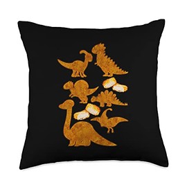 Fast Food Humor and Chicken Nugget Lover Dinosaurs Nug Life Dino Funny Chicken Nuggets Throw Pillow, 18x18, Multicolor