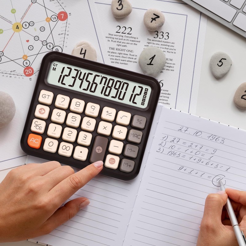 Pendancy Desk Calculator 12 Digit, Retro Cute Basic Calculator with