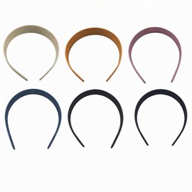 brcowdp 6 pieces of colorful hair accessories hard headband 1 inch wide solid color simple women's headband suitable for girls with long hair and curly hair (Black, 6PCS)