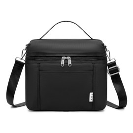 NOL Natural Organic Lifestyle Reusable Lunch Bags for Adults Lightweight Waterproof Lunch Box with Removable Adjustable Strap Insulated Leakproof Cooler Lunch Bag for Work Black Medium Size