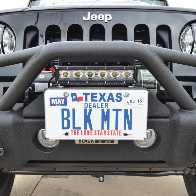 Black Mountain Flip-Up License Plate Holder Winch Roller Fairlead Hinge